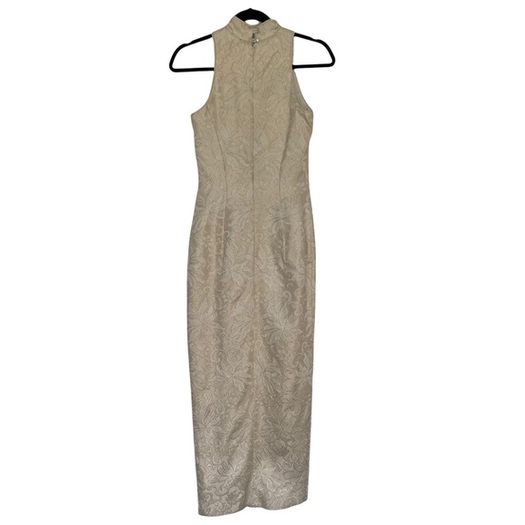 Vintage (80’s with Tags) Jessica McClintock Cream Gold Brocade Sheath Gown Sz 4 - Picture 6 of 13